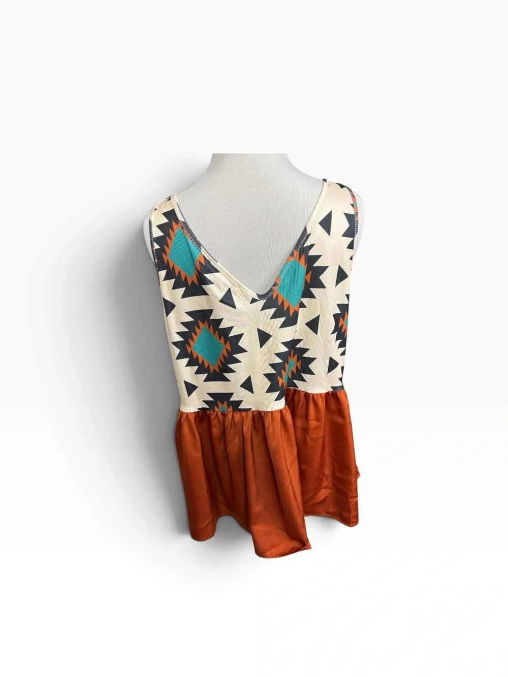 Women’s Aztec Print Sleeveless blouse in Cream & Rust